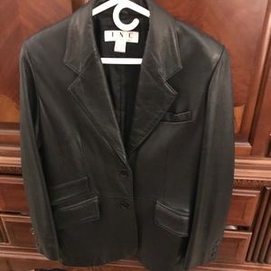 🔥INC black leather jacket